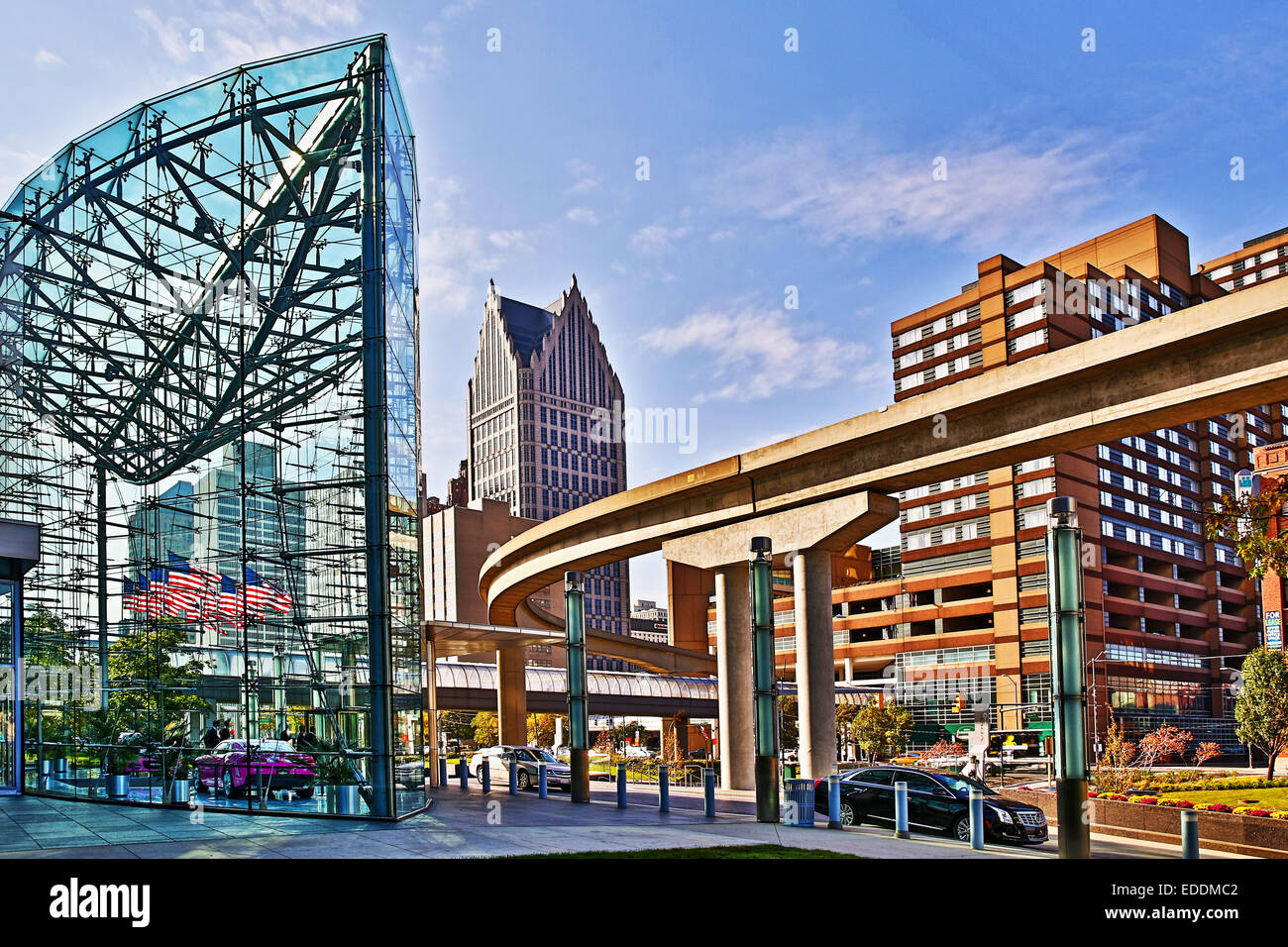 Detroit People Mover, le centre-ville de Détroit, Michigan, USA. Le 24 octobre 2014. Banque D'Images