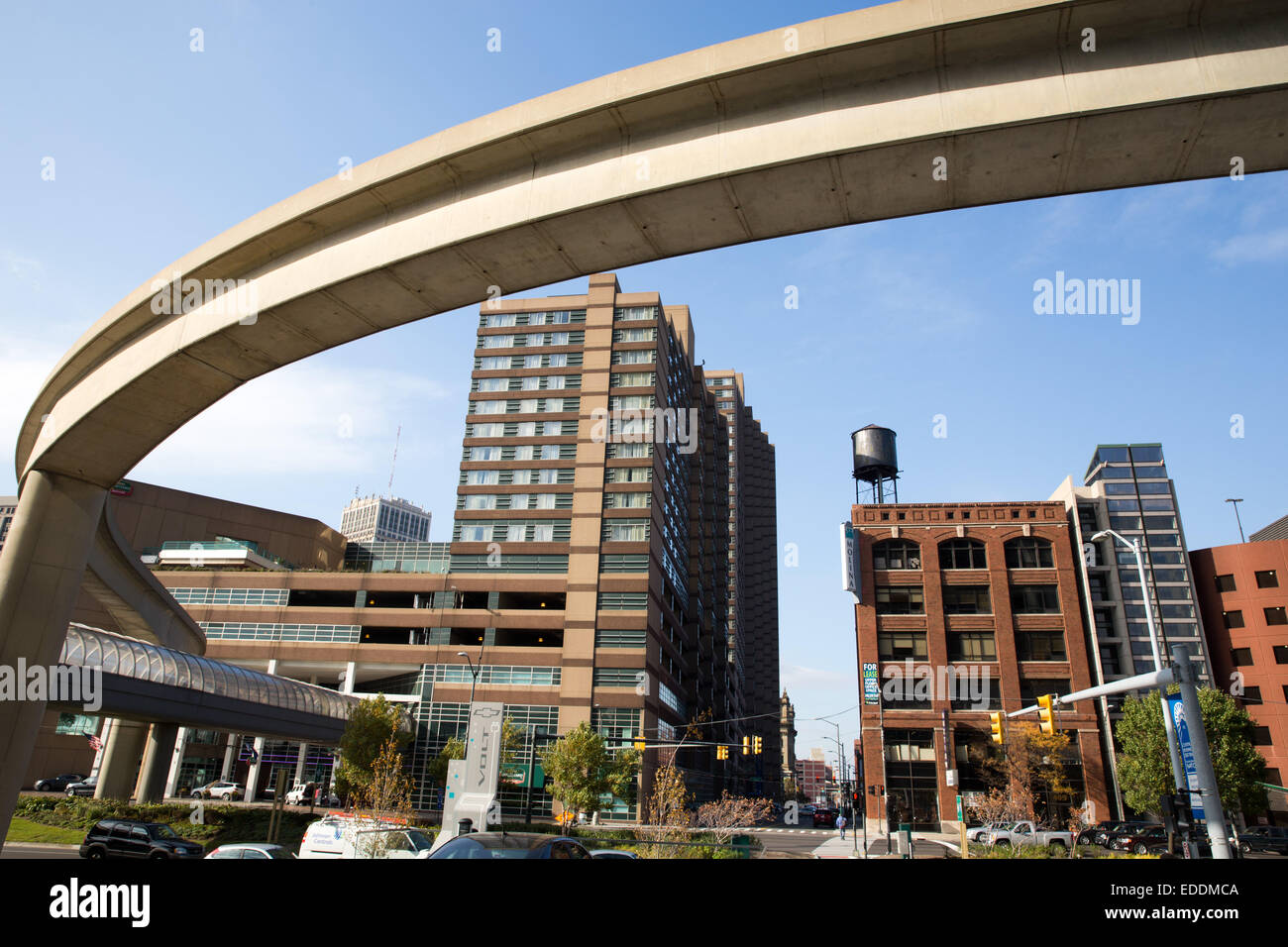 Detroit People Mover, le centre-ville de Détroit, Michigan, USA. Le 24 octobre 2014. Banque D'Images