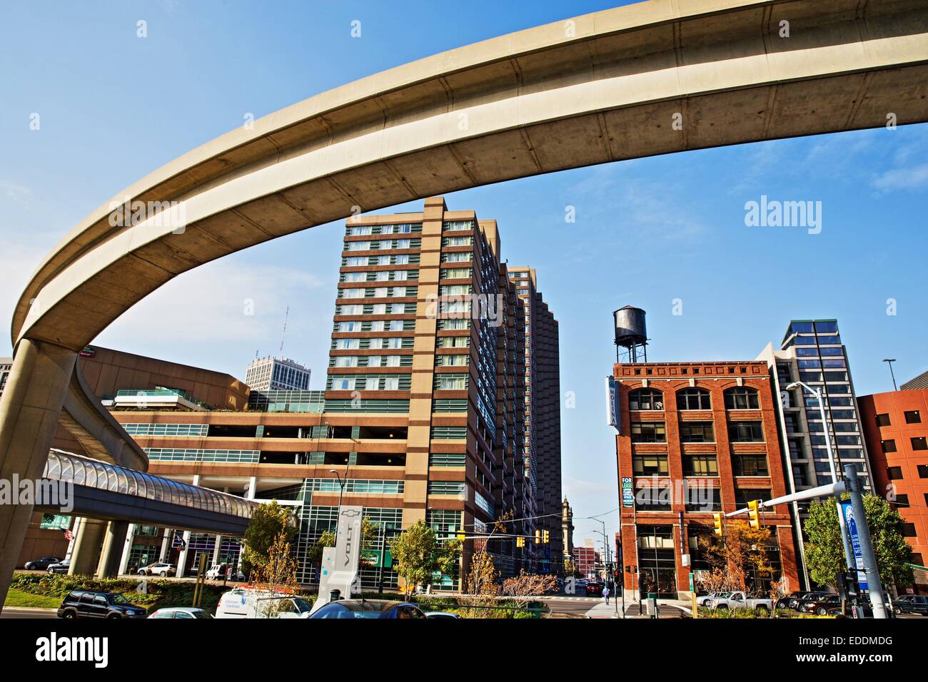 Detroit People Mover, le centre-ville de Détroit, Michigan, USA. Le 24 octobre 2014. Banque D'Images