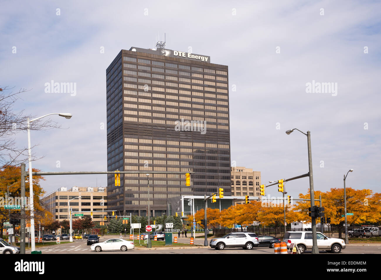 Siège de DTE Energy, Detroit, Michigan, USA. Le 24 octobre 2014. Banque D'Images