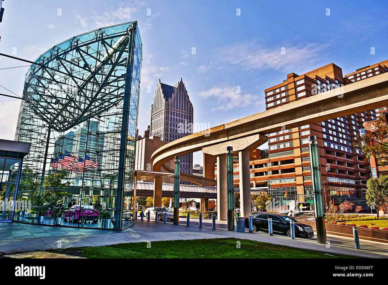 Detroit People Mover, le centre-ville de Détroit, Michigan, USA. Le 24 octobre 2014. Banque D'Images