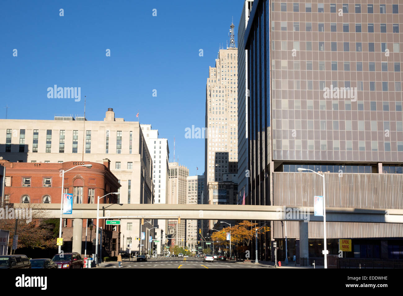 Le centre-ville de Detroit People Mover, Michigan, USA. 26 octobre, 2014. Banque D'Images