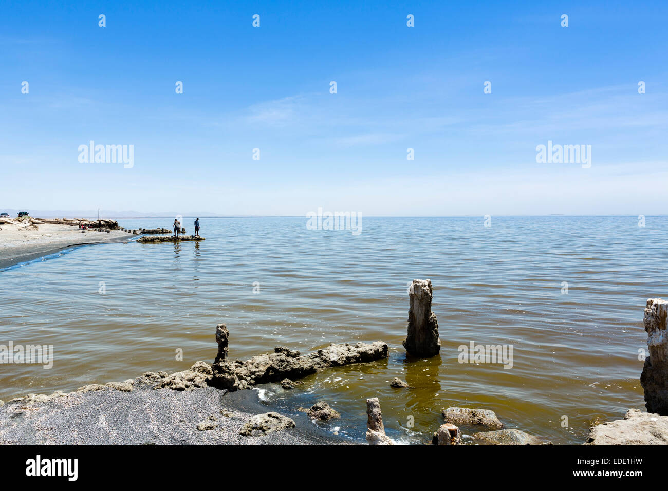 Le lac Salton à Bombay Beach, Imperial County, Californie, USA Banque D'Images