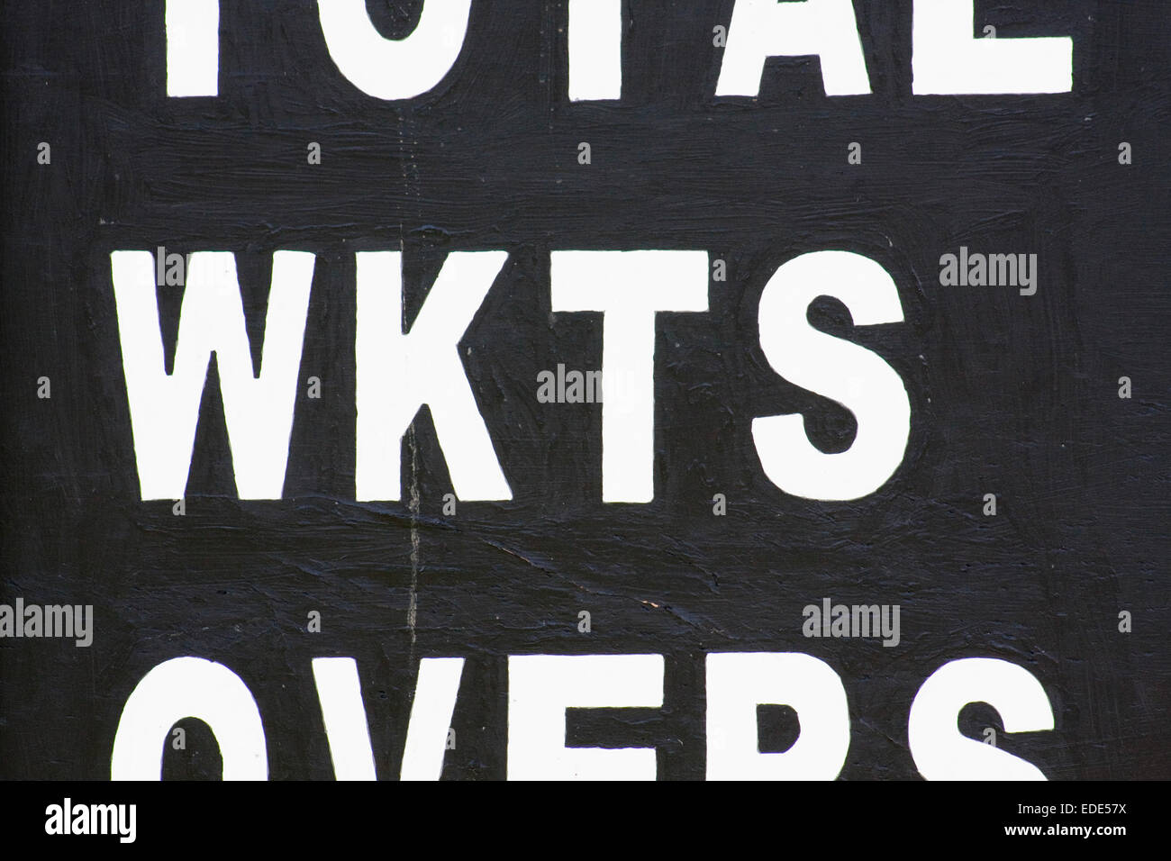 Sur un tableau de bord de l'WKTS cricket Banque D'Images