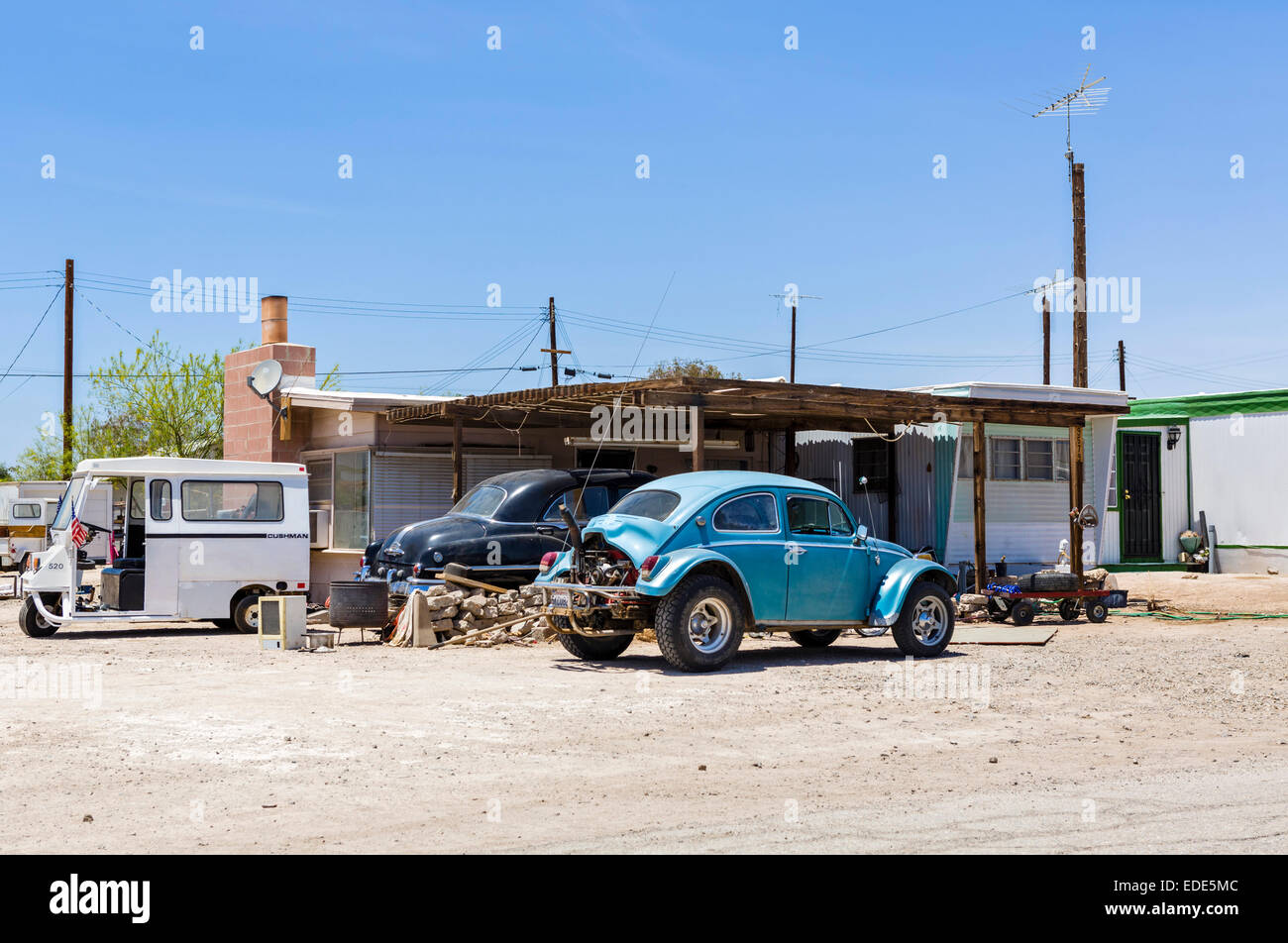 Mobile Homes à Bombay Beach sur le lac Salton, Imperial County, Californie, USA Banque D'Images