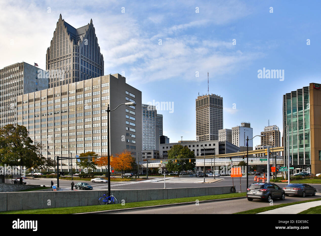 Le centre-ville de Detroit, Michigan, USA. Le 24 octobre 2014. Banque D'Images