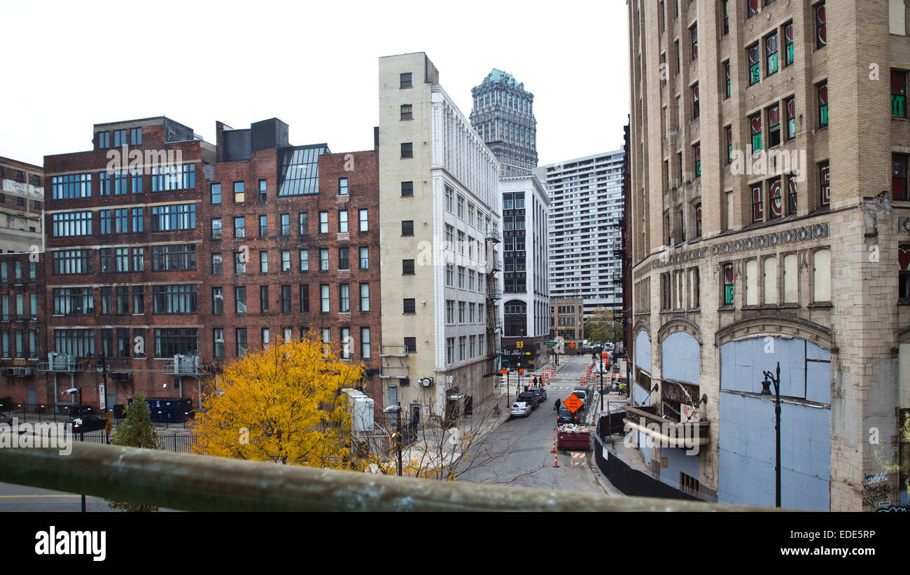 Le centre-ville de Detroit, Michigan, USA. Le 24 octobre 2014. Banque D'Images