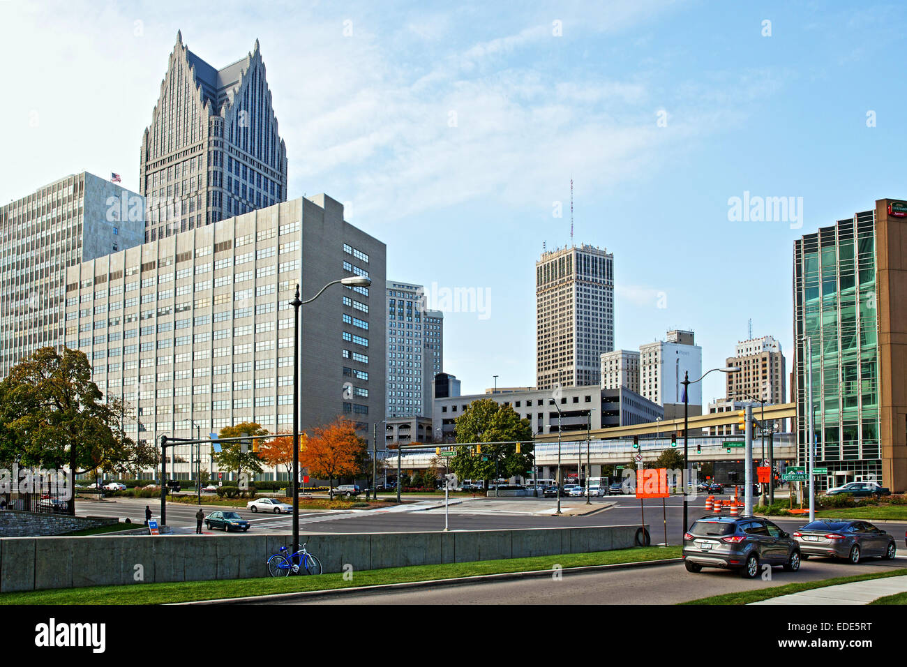 Le centre-ville de Detroit, Michigan, USA. Le 24 octobre 2014. Banque D'Images