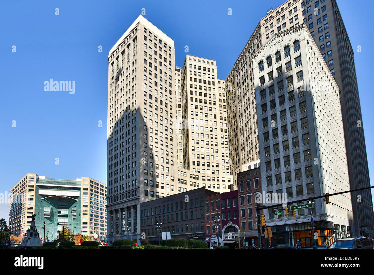 Le centre-ville de Detroit, Michigan, USA. Le 24 octobre 2014. Banque D'Images