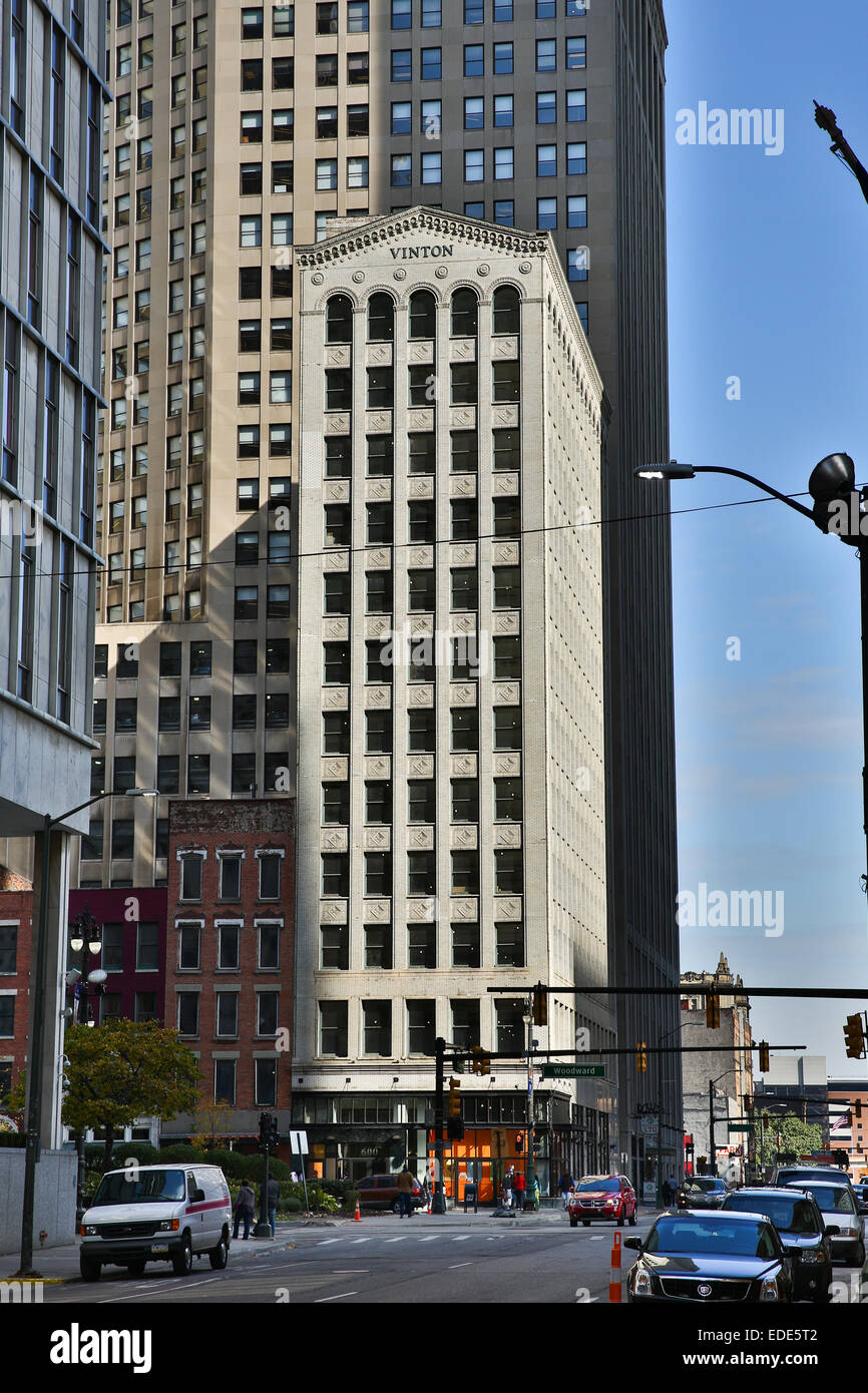 Le centre-ville de Detroit, Michigan, USA. Le 24 octobre 2014. Banque D'Images