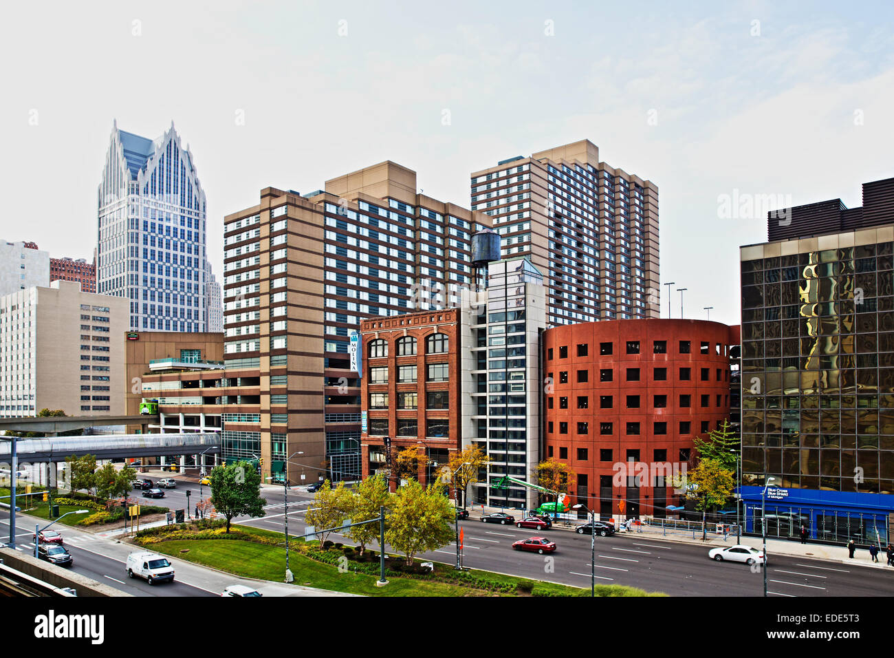 Le centre-ville de Detroit, Michigan, USA. Le 24 octobre 2014. Banque D'Images