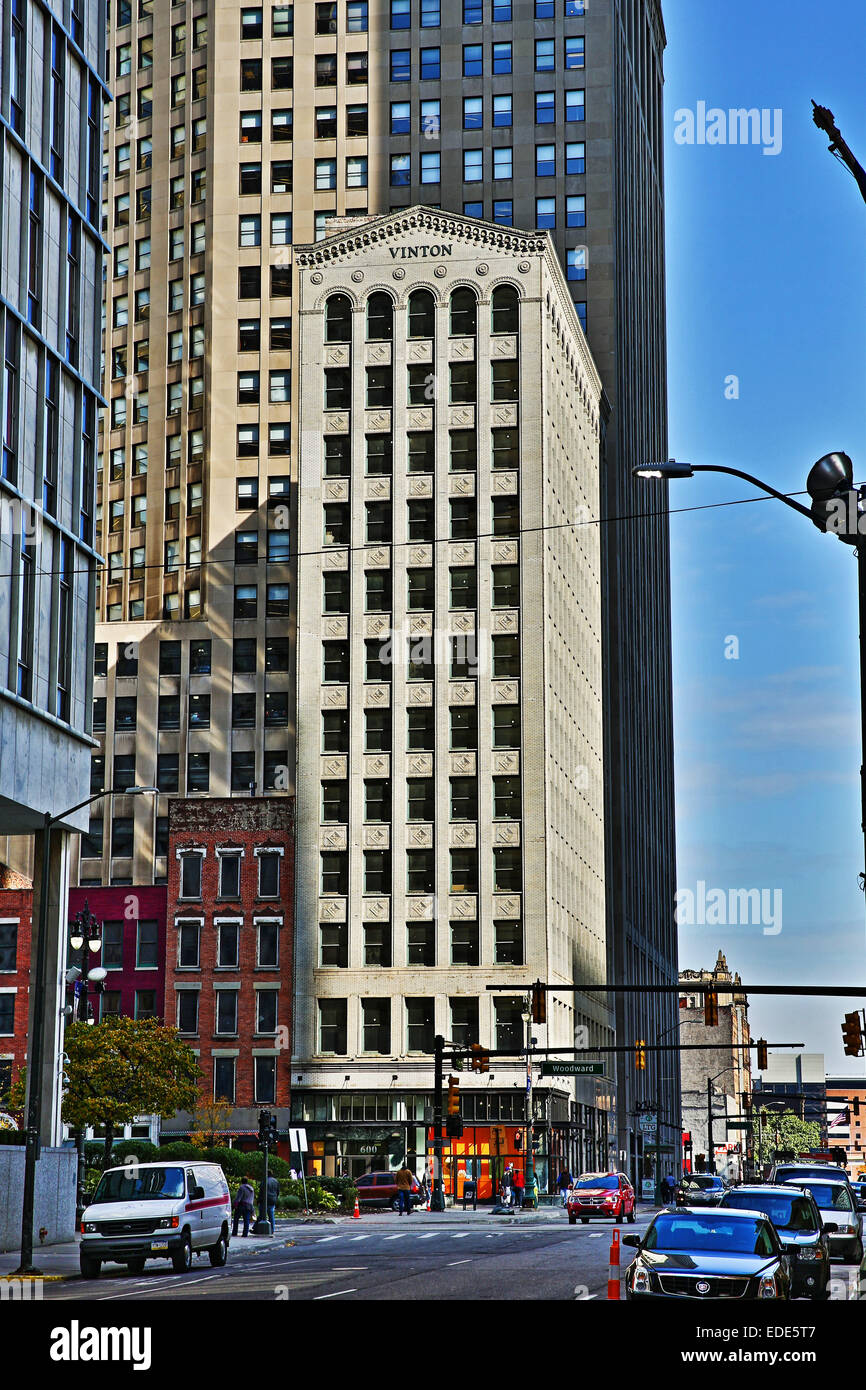 Le centre-ville de Detroit, Michigan, USA. Le 24 octobre 2014. Banque D'Images