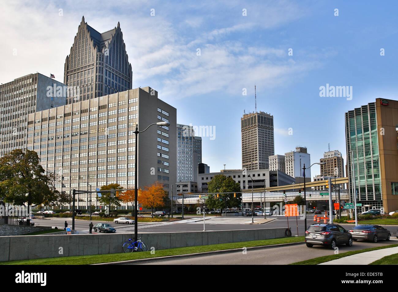 Le centre-ville de Detroit, Michigan, USA. Le 24 octobre 2014. Banque D'Images