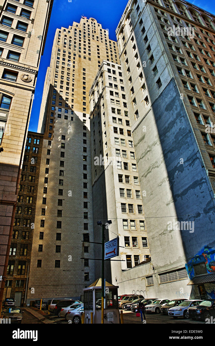 Le centre-ville de Detroit, Michigan, USA. Le 24 octobre 2014. Banque D'Images