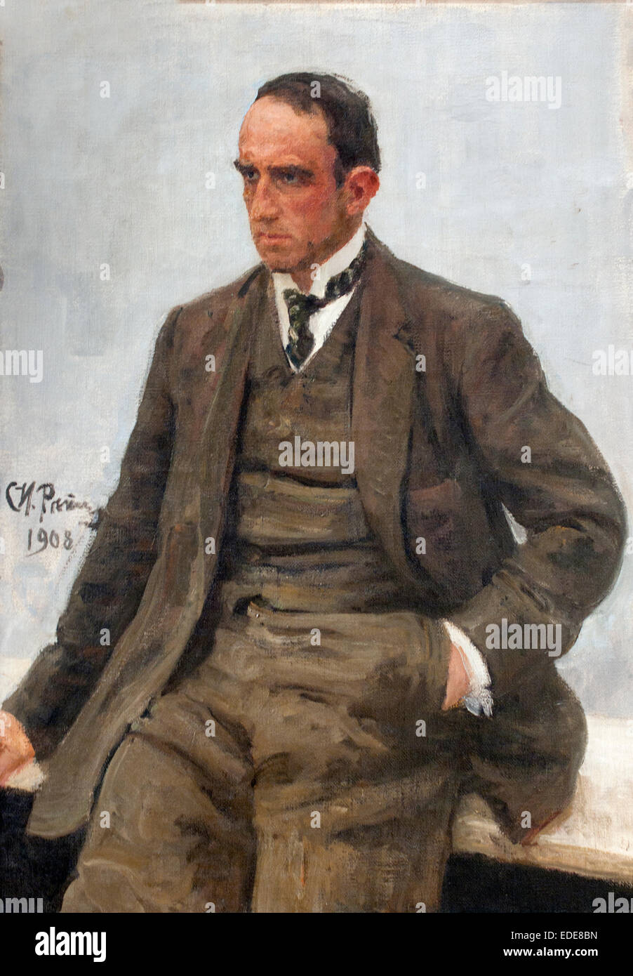 Portrait du sculpteur Paul Troubetzkoy 1908 Ilia Efimovitch Répine Fédération1844 -1930 Russie Banque D'Images