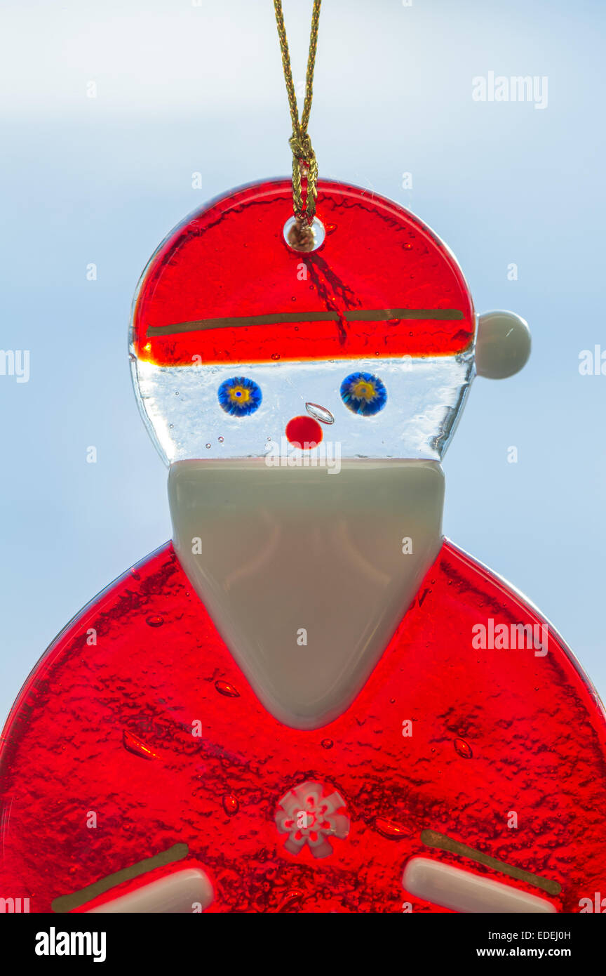 Petit verre décoration d'arbre de Noël du Père Noël ou le père Noël. Banque D'Images