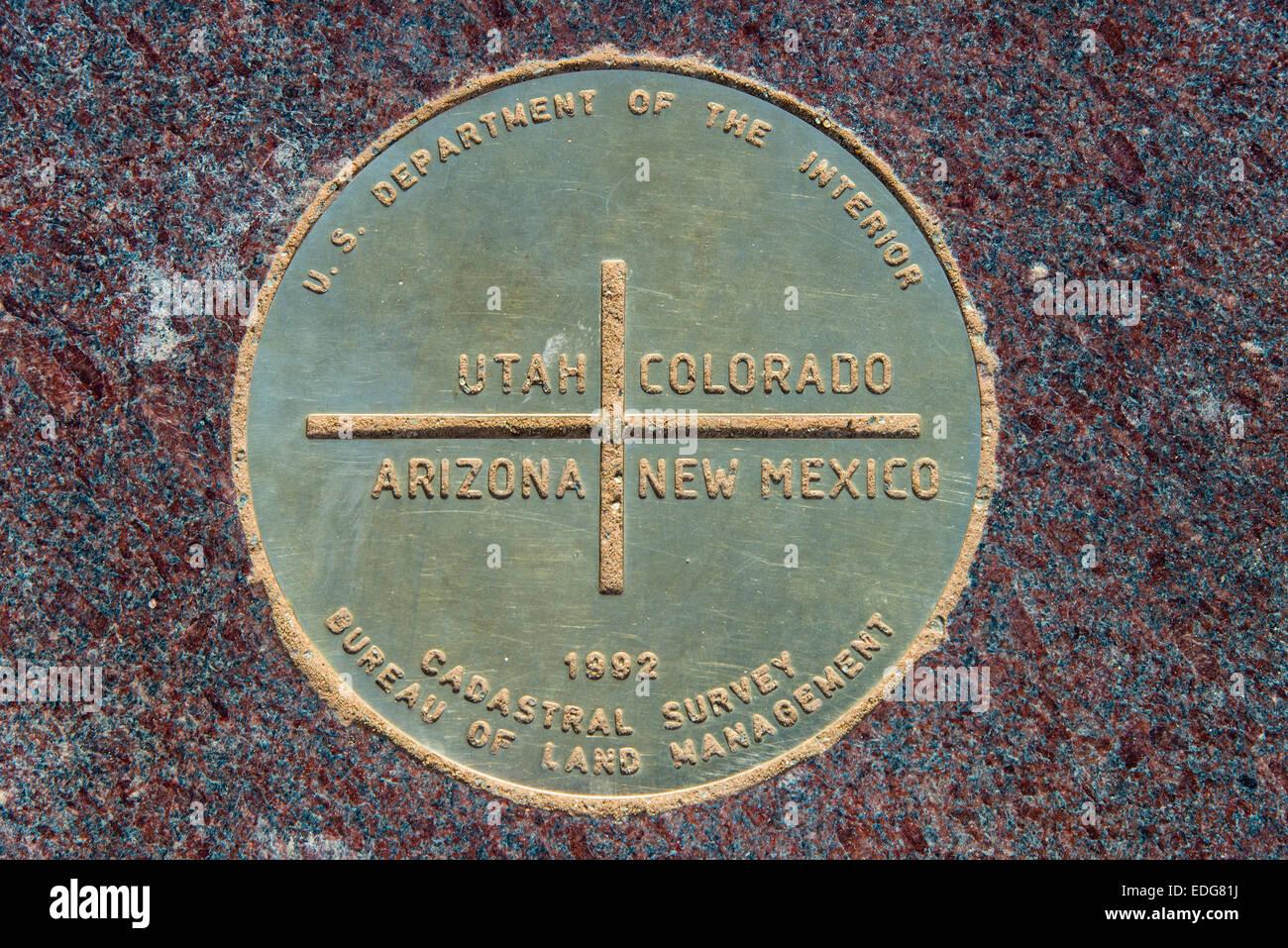 4 Coins monument marque le point où les frontières des quatre états américains de l'Arizona, Colorado, Nouveau Mexique et de l'Utah rencontrez Banque D'Images
