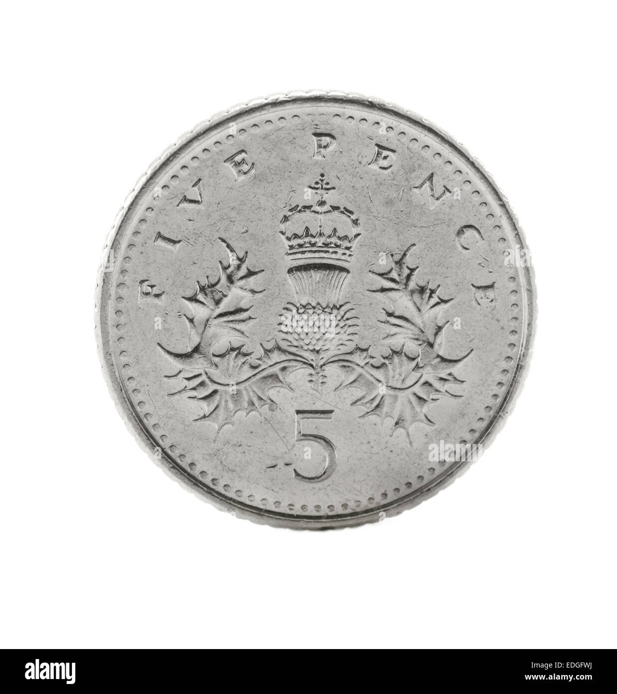 5 pièce de monnaie britannique isolé sur fond blanc - set Banque D'Images