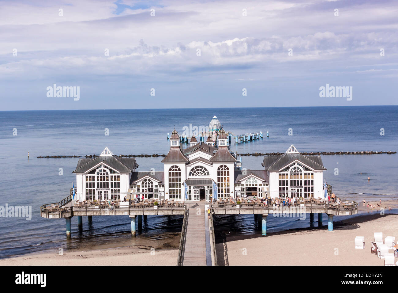 Seebrücke Sellin, Jetée de Sellin, l'île de Rügen, Mecklembourg-Poméranie-Occidentale, Allemagne Banque D'Images