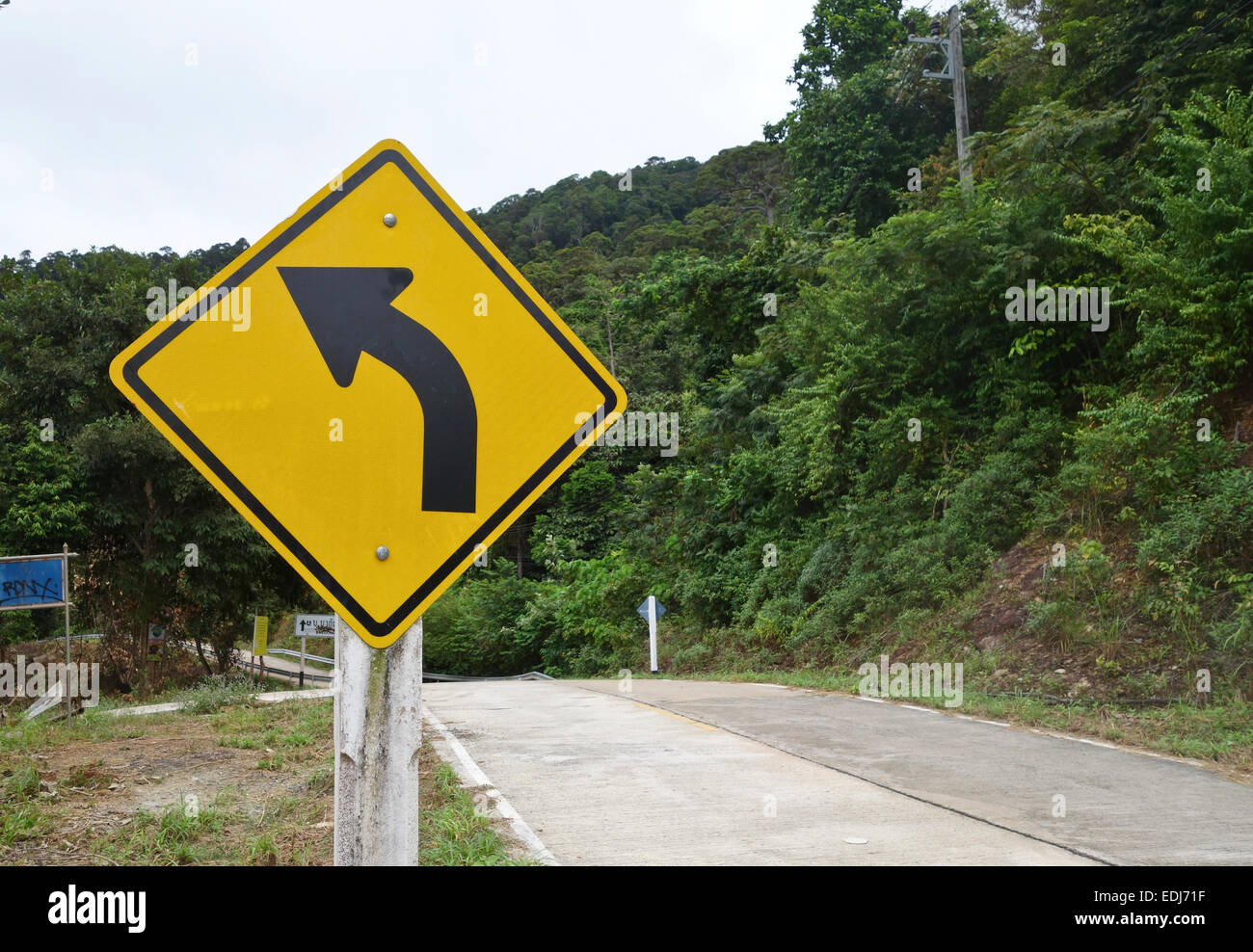 Tournez à gauche dans la jungle, forêt tropicale de Koh Lanta, Parc National de Mu Koh Lanta, Thaïlande, Asie du sud-est. Banque D'Images