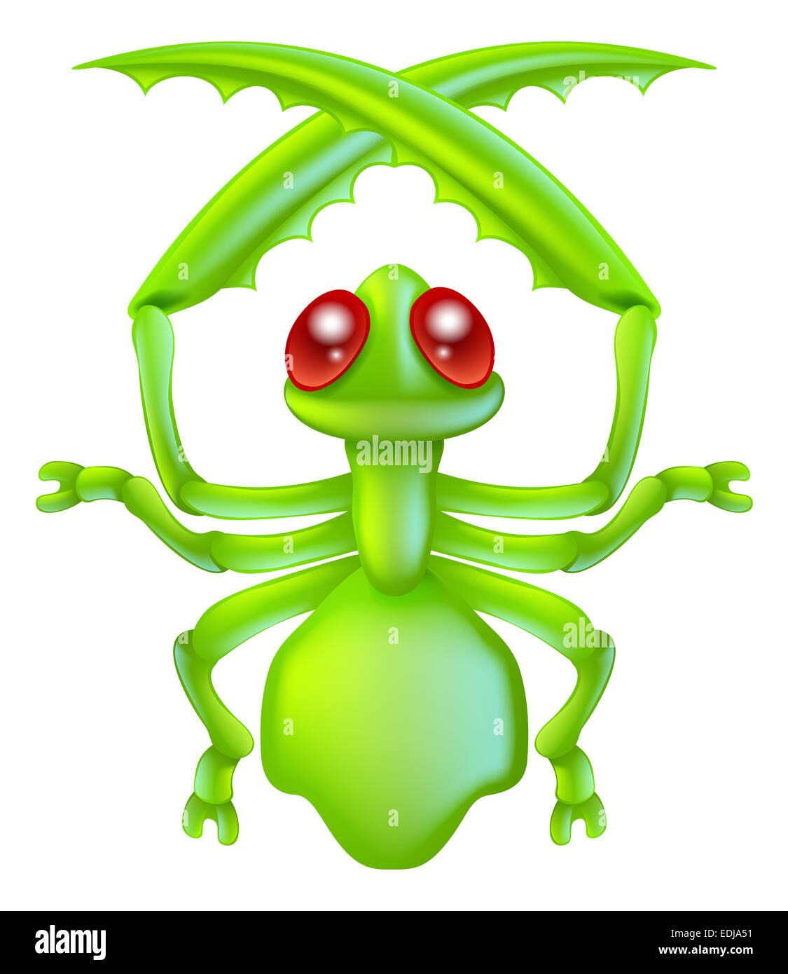 Une illustration d'un dessin animé qui se nourrissent d'insectes caractère mantis bug Banque D'Images