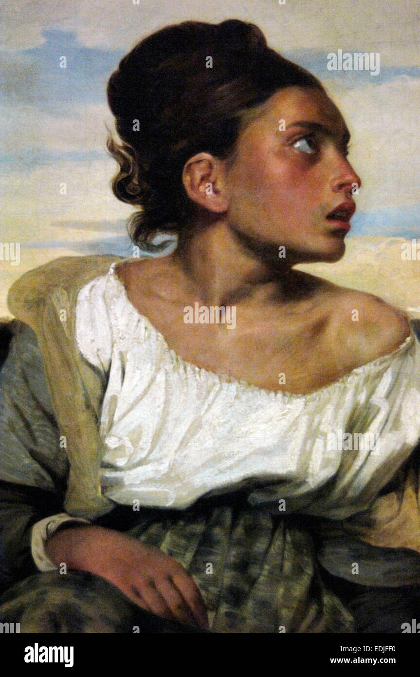 Eugène Delacroix (1798-1863). Peintre romantique français. Orpheline au cimetière, 1824. Musée du Louvre. Paris. La France. Banque D'Images