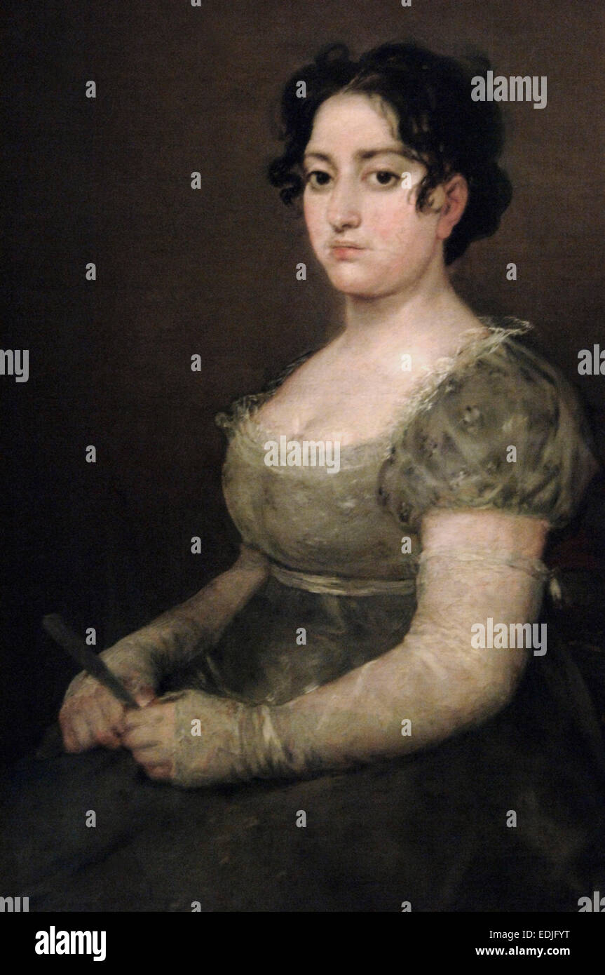 Francisco Goya (1746-1828). Peintre espagnol. Le romantisme. Jeune femme avec un ventilateur. 1803-1807. Musée du Louvre. Paris. La France. Banque D'Images