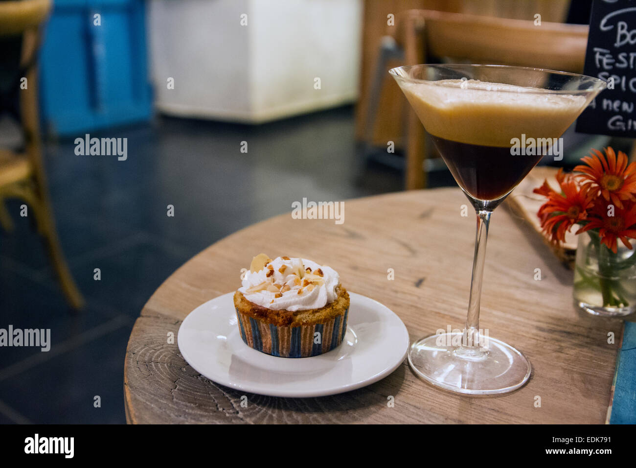 Café et chocolat Cupcake Martini Banque D'Images
