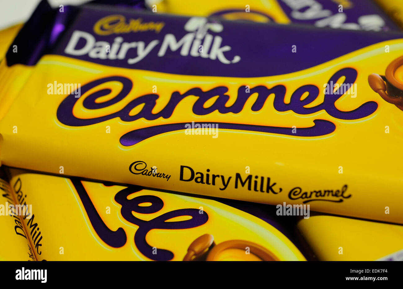 Close up de Cadbury Dairy Milk bar chocolat caramel Banque D'Images