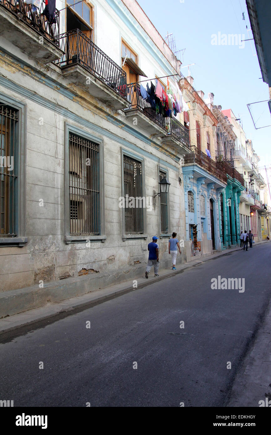 Rue résidentielle, La Havane Cuba Banque D'Images