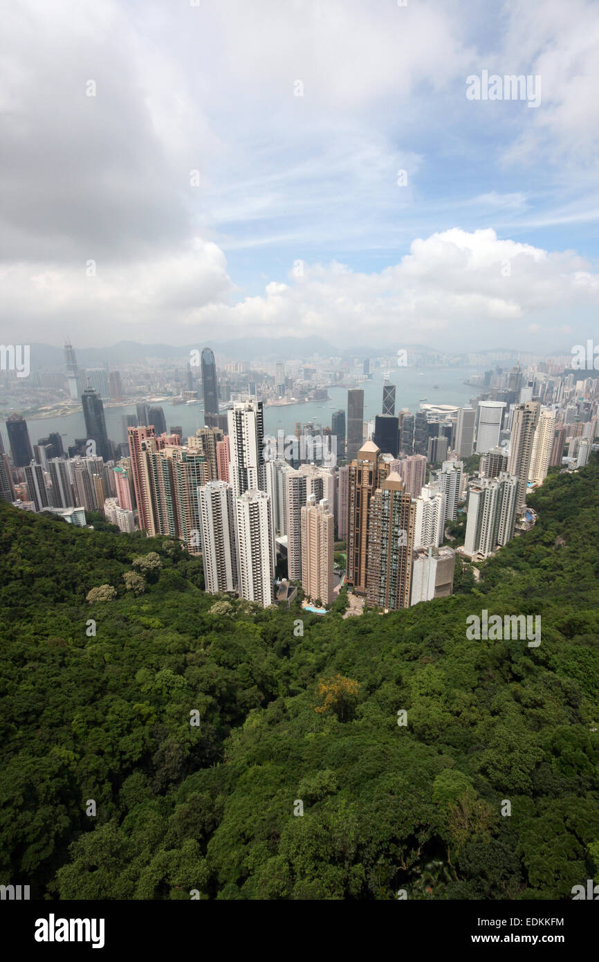Les gratte-ciel de Hong Kong, Chine, vue de Victoria Peak. Banque D'Images