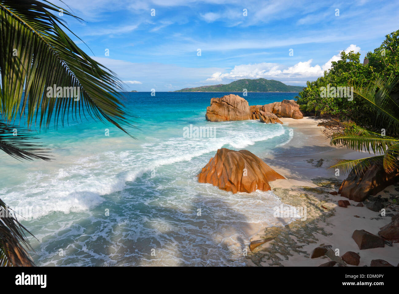 La plage, La Digue, Seychelles Banque D'Images