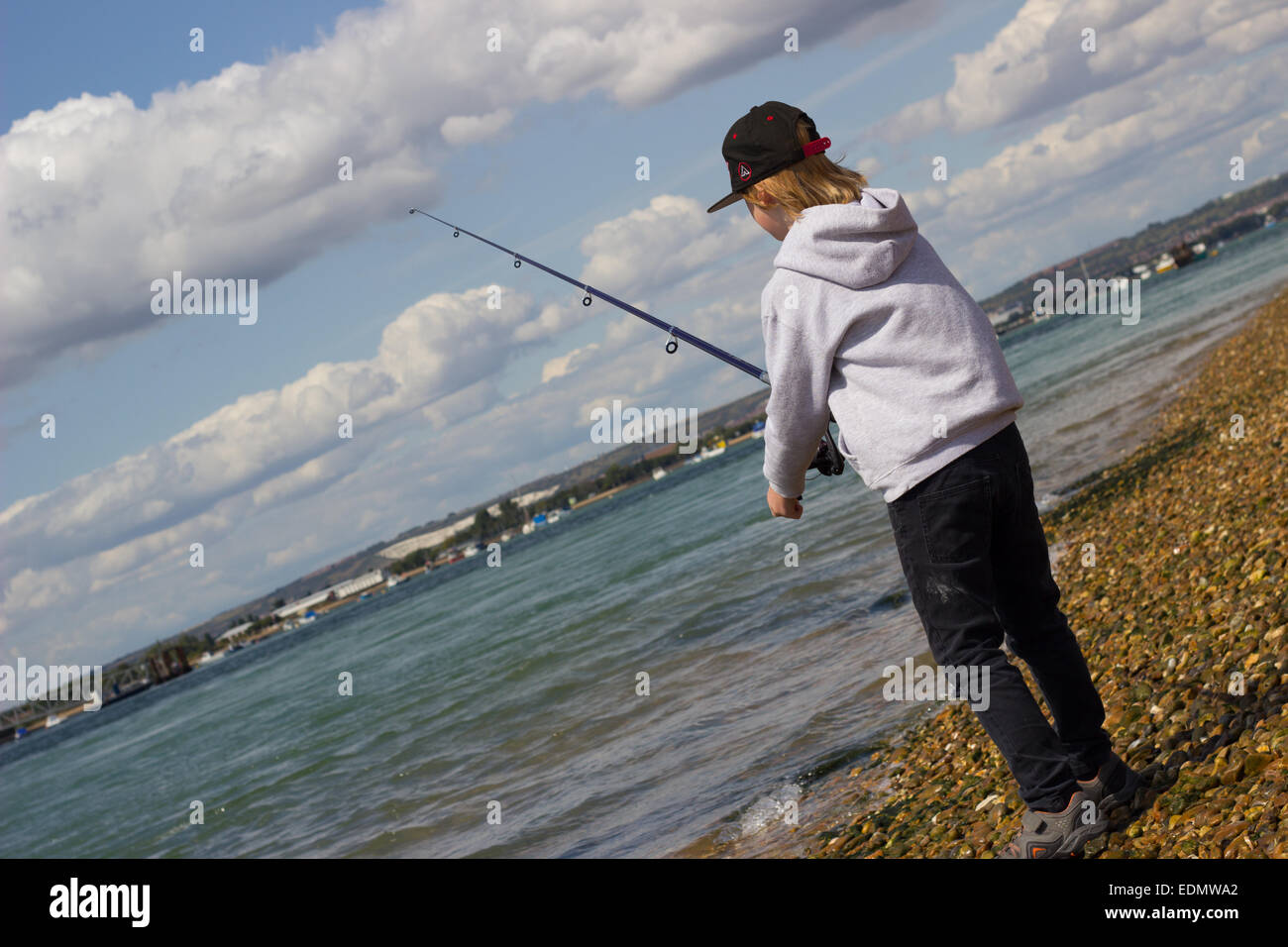 garçon de pêche Banque D'Images