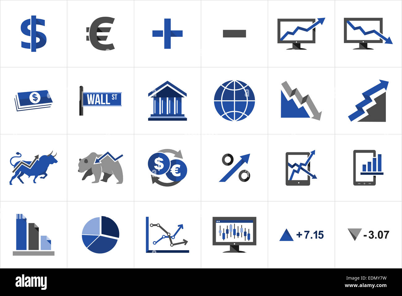 L'échange du marché boursier et des finances icon set concept illustration. Idées de site web et mise en page de l'app. Banque D'Images