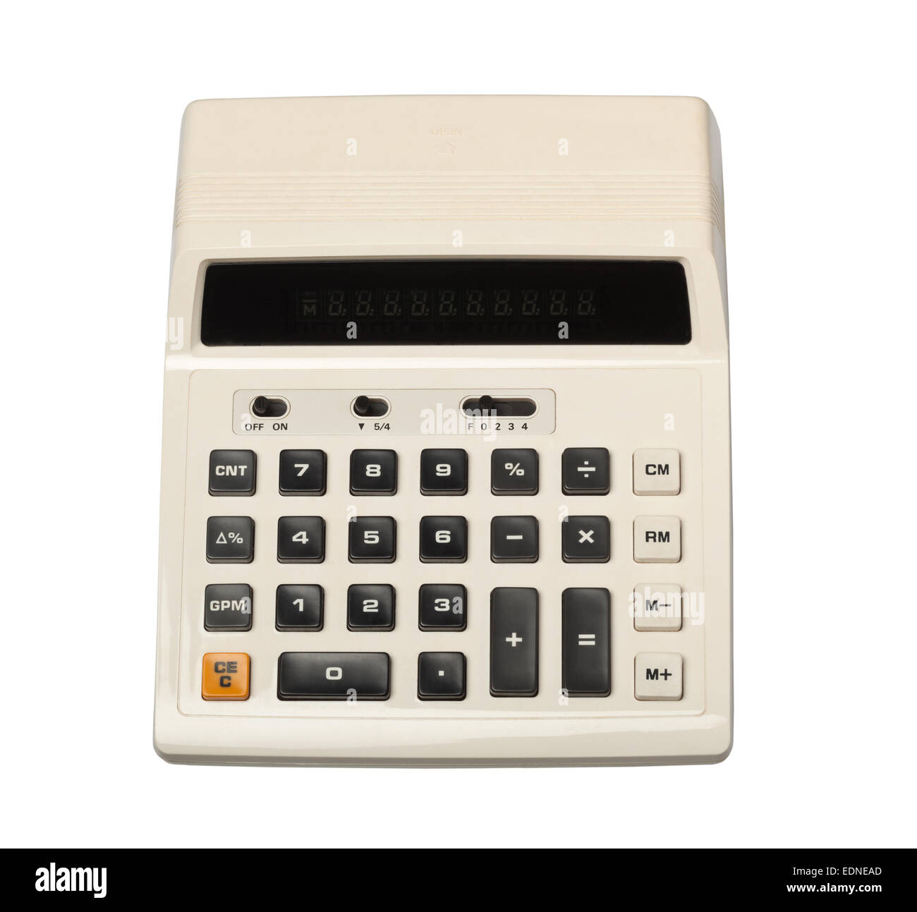 Calculatrice de style rétro isolé sur fond blanc Banque D'Images