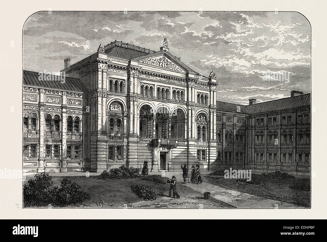 La cour de la musée de South Kensington, London, UK, gravure du xixe siècle Banque D'Images