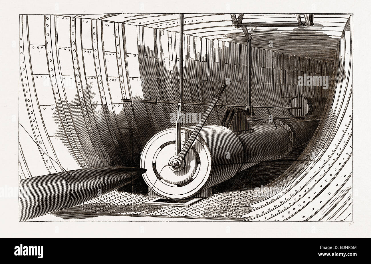 E1 de Canon de torpille d'ERICSSON LE BATEAU 'DESTROYER.', dessiné par CHARLES GRAHAM, 1880, 19e siècle gravure, USA, Amérique Latine Banque D'Images