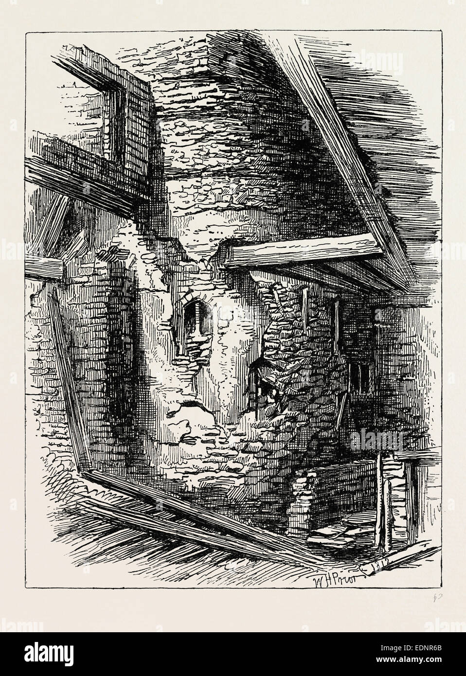 Une partie de l'ANCIEN LONDON WALL, PRÈS DE FALCON Square, UK, 19e siècle Banque D'Images