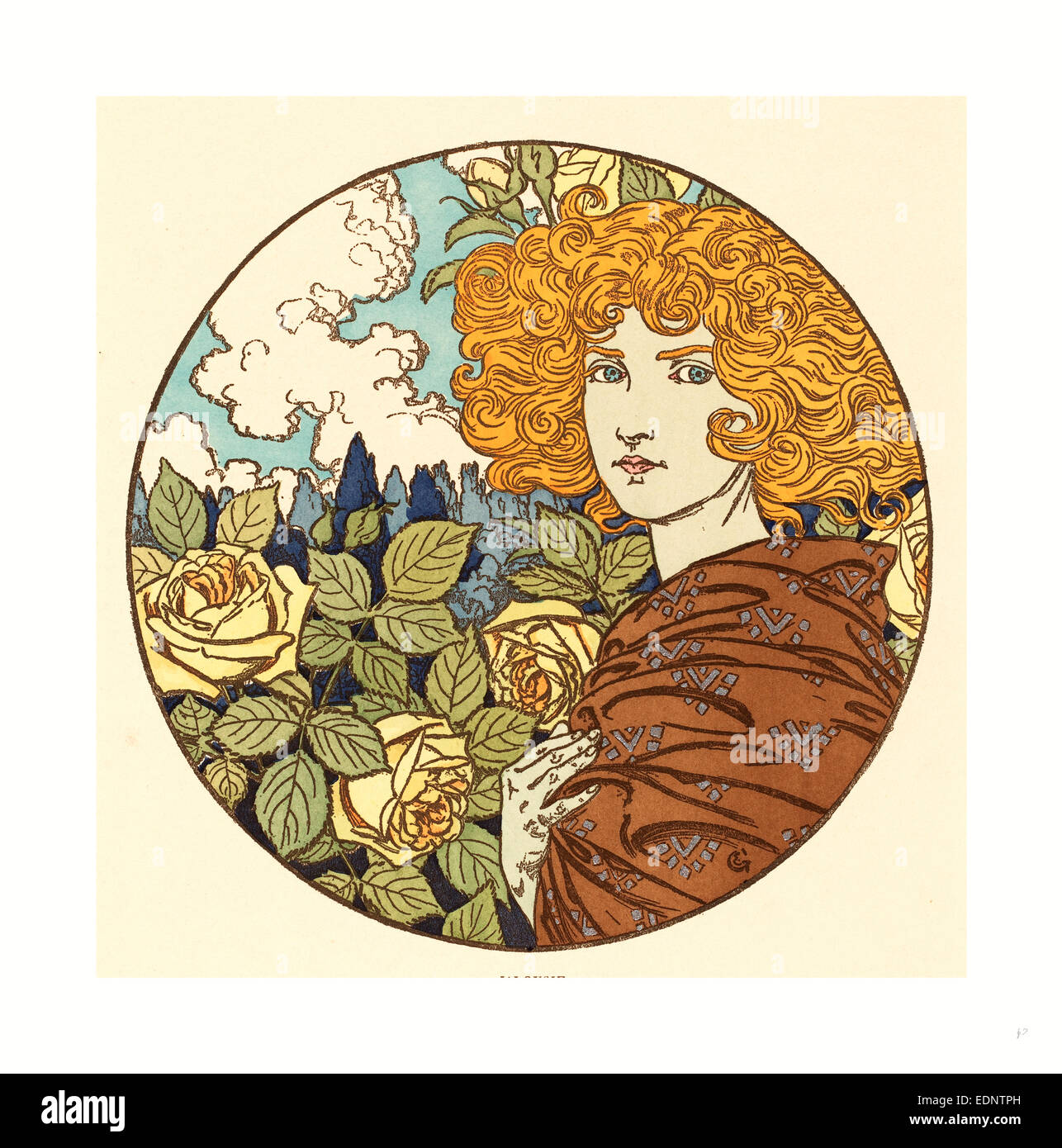 Eugène Grasset, Jalousie (la jalousie), français, 1841, 1917 Lithographie colorée à la main Banque D'Images