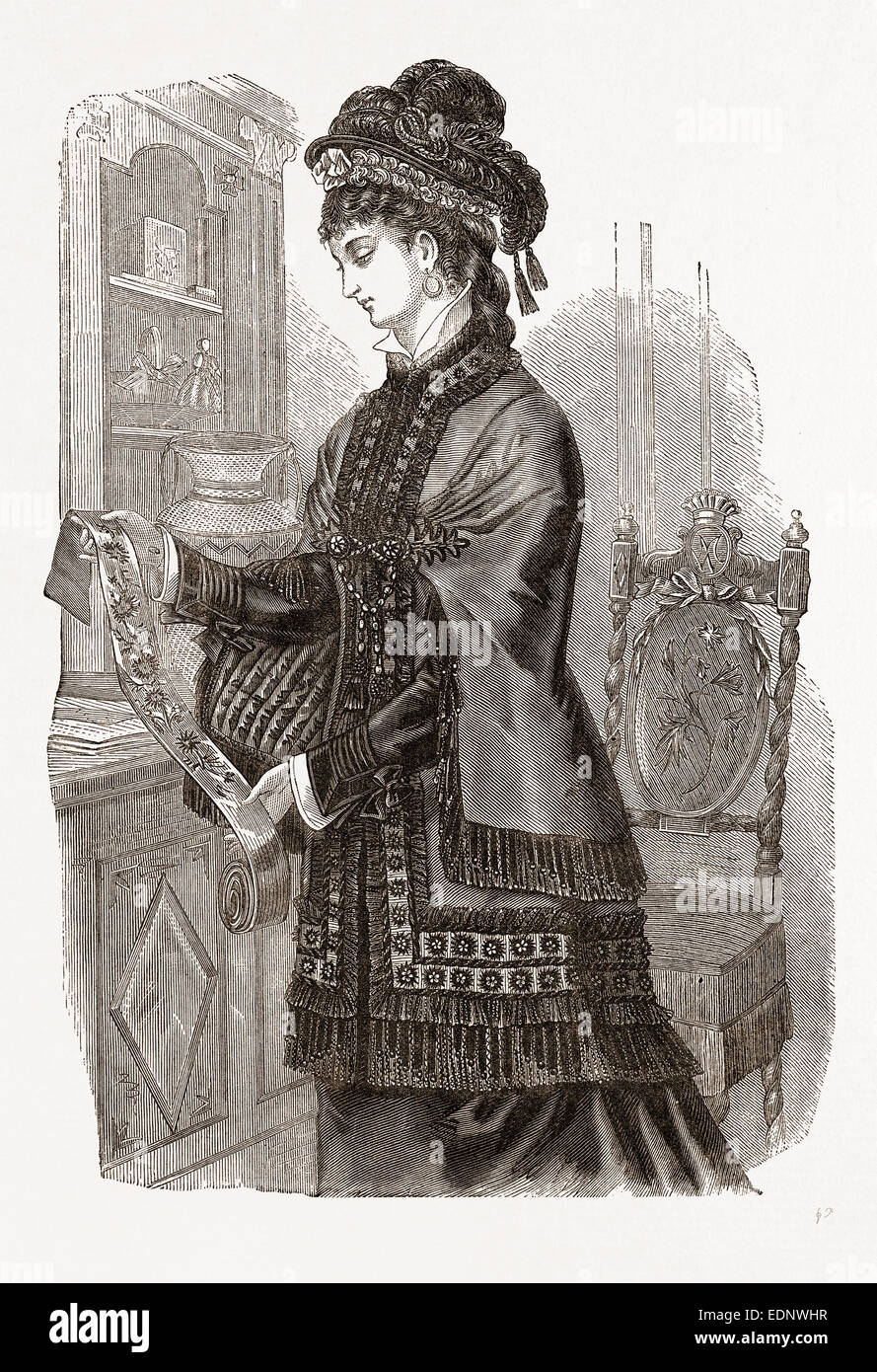 L'HILDEGARDE MANTELET, 19e siècle FASHION Banque D'Images