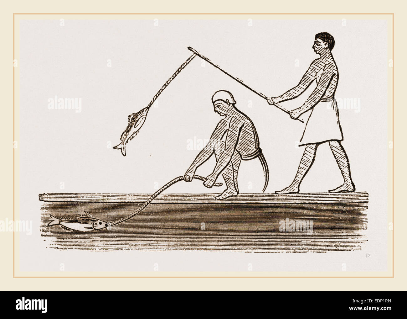 La pêche à la ligne, les anciens égyptiens l'Egypte Banque D'Images