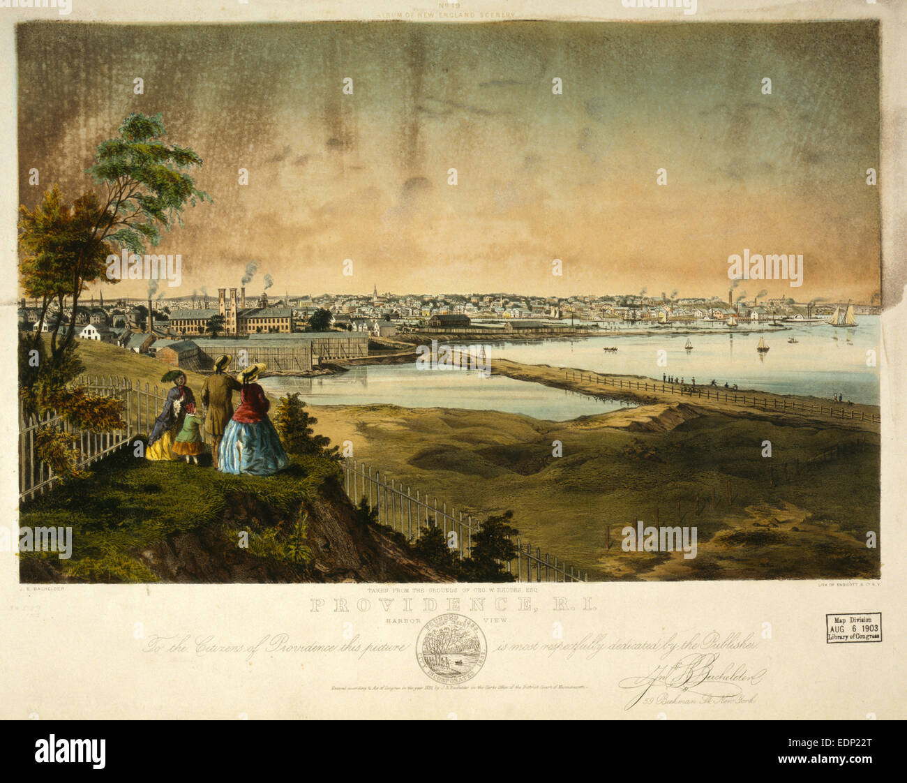 Providence, R.I., vue sur le port, prises à partir des terrains de Geo. W. Rhodes, Esq. / J.B. Bachelder ; lith. d'Endicott & Co., New York) Banque D'Images