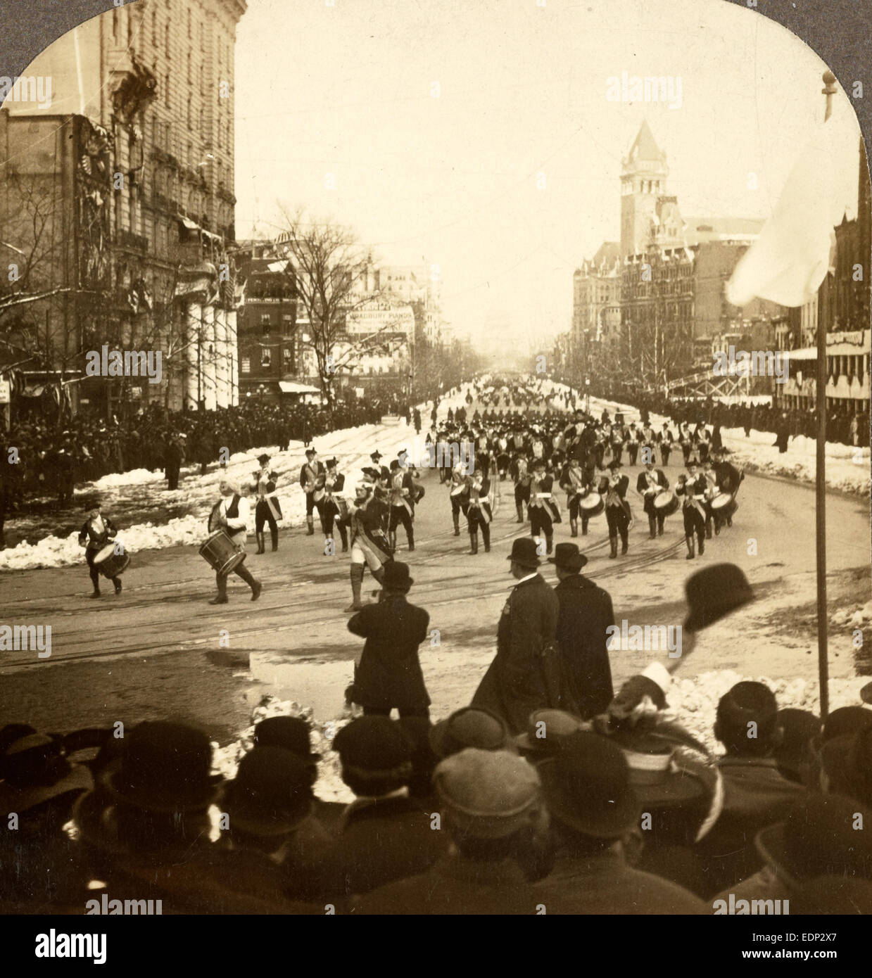 L'étape de maintien de Fife et tambour. Défilé inaugural, Washington, D.C., le 4 mars 1909, US, USA, Amérique, Vintage photography Banque D'Images