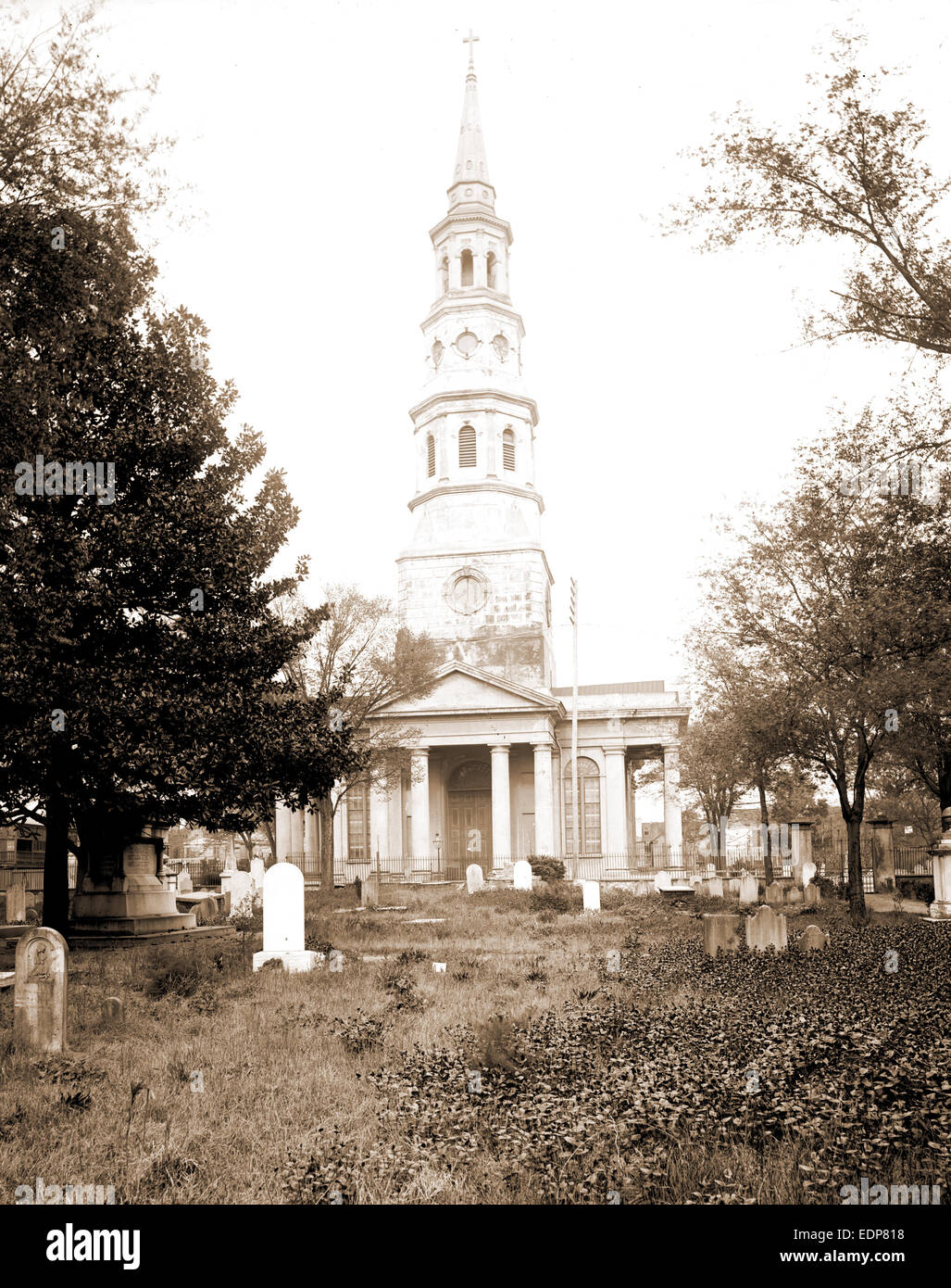 Phillip's Saint Philip c.-à-d. son église et cimetière de l'église circulaire, Charleston, S.C, les cimetières, les églises anglicanes, United States Banque D'Images