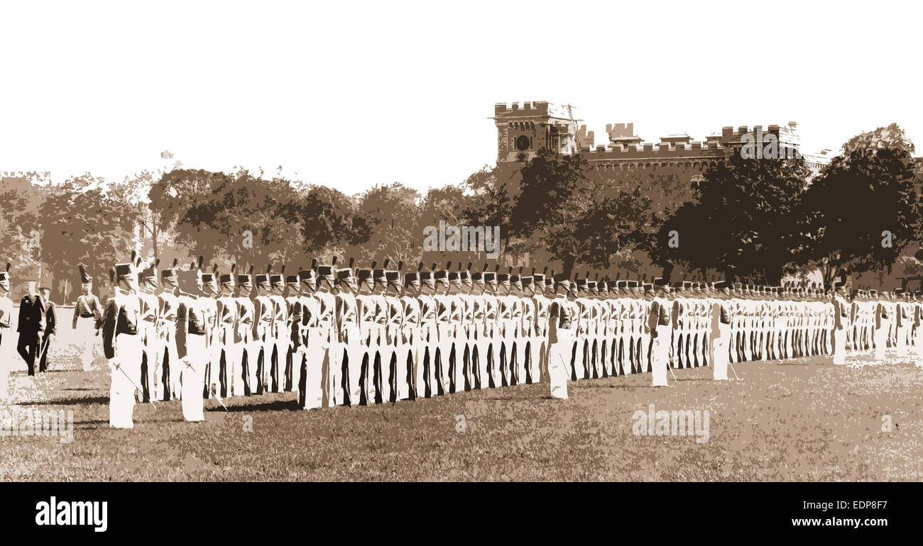 Percer des cadets sur Parade Ground, West Point, N.Y, l'éducation militaire, la formation militaire, United States, New York (État) Banque D'Images