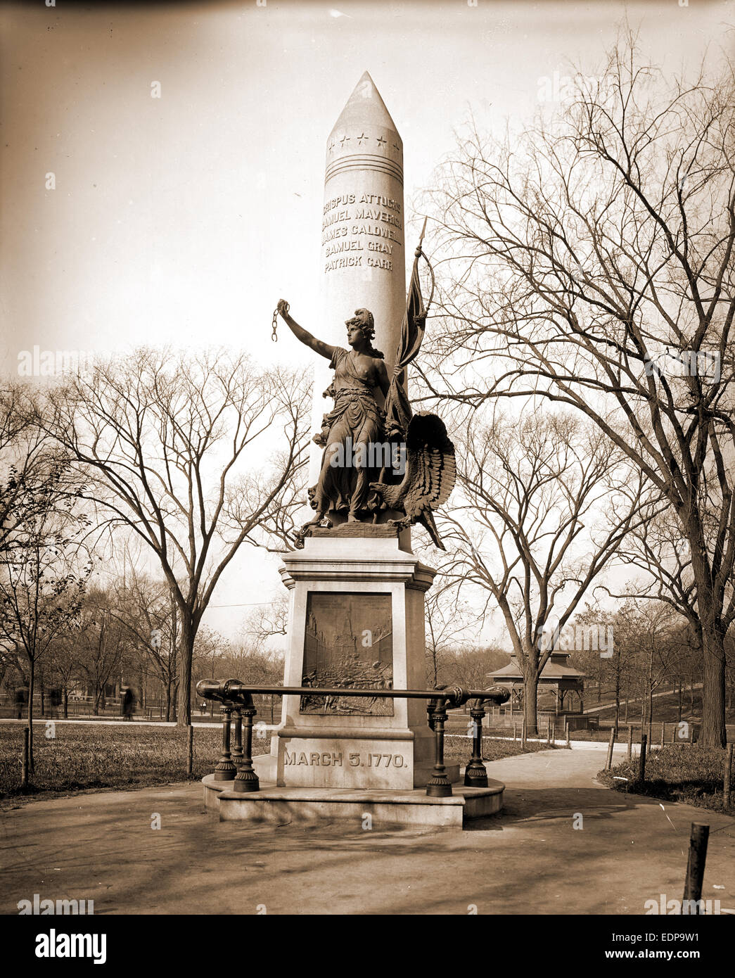 Boston, Mass, Massacre de Boston Monument, monuments et mémoriaux, sculpture, des parcs, des États-Unis, de l'histoire, la Révolution, 1775-1783 Banque D'Images