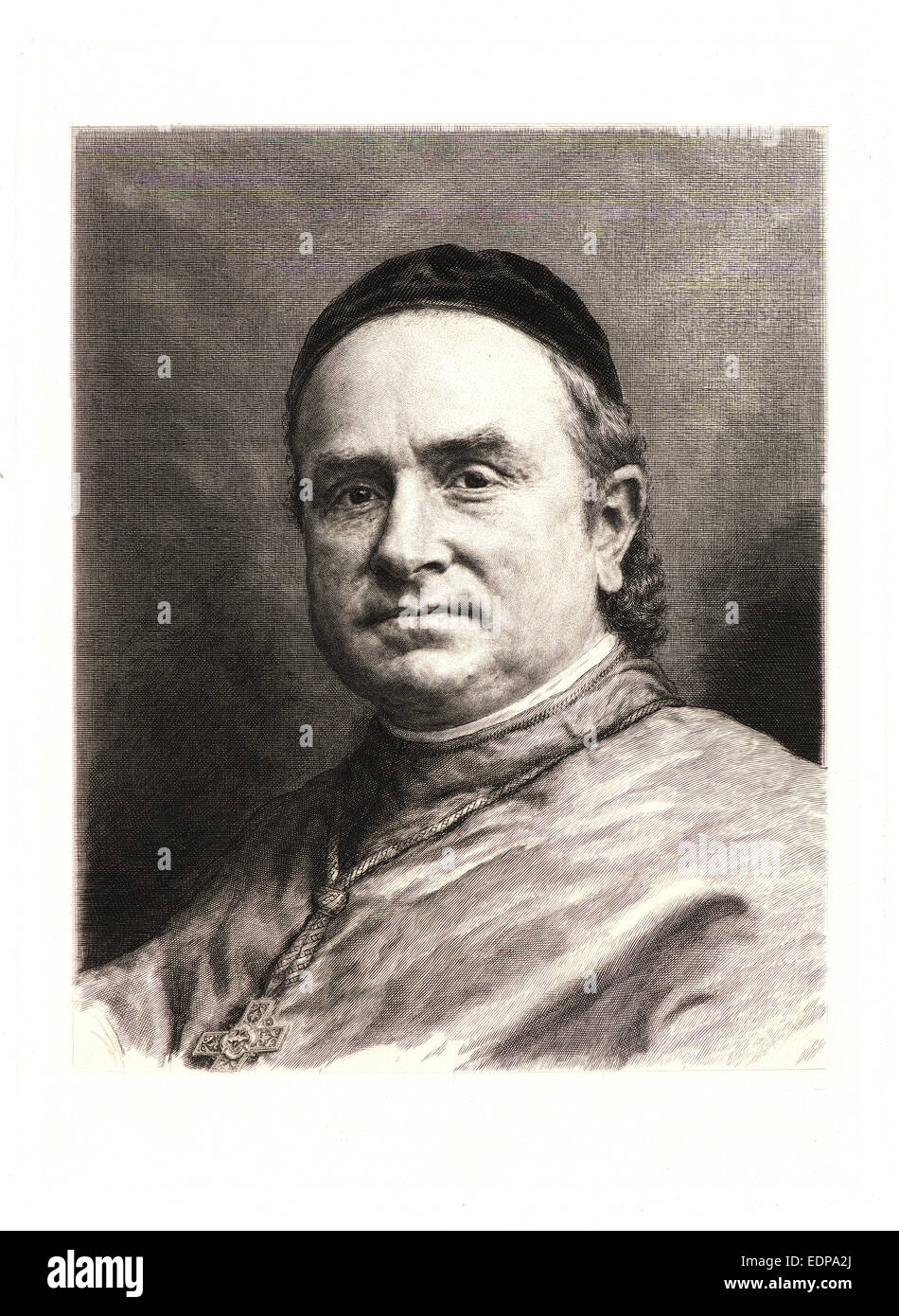 Claude-Ferdinand Gaillard (Français, 1834 - 1887). Monseigneur Pie, évêque de Poitiers, 19e siècle. La gravure Banque D'Images