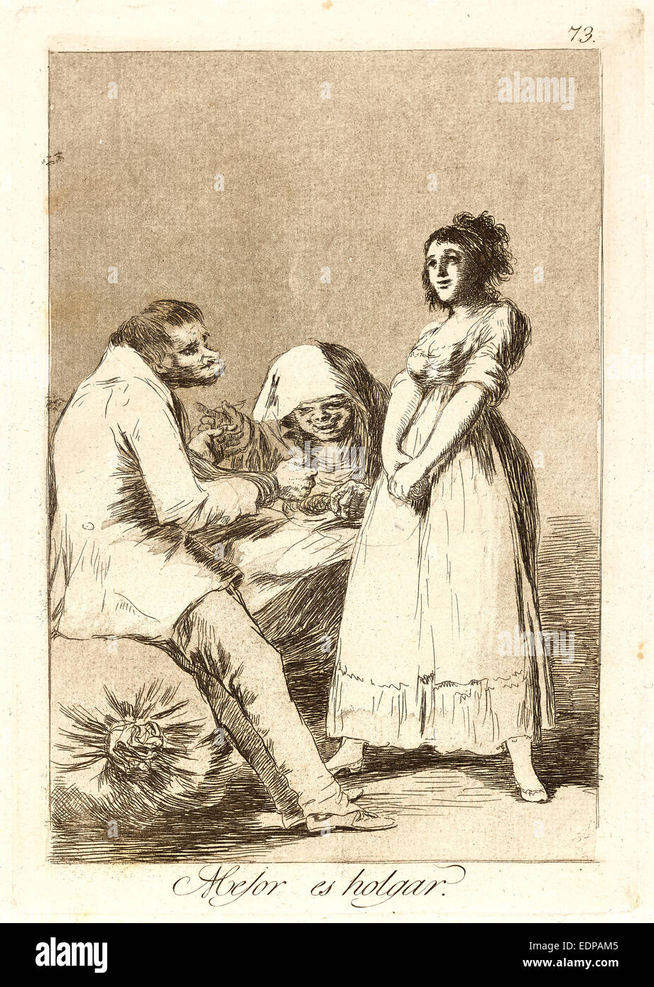 Francisco de Goya (Espagnol, 1746-1828). Mejor es holgar. (C'est mieux d'être paresseux.), 1796-1797. De Los Caprichos, no. 73 Banque D'Images
