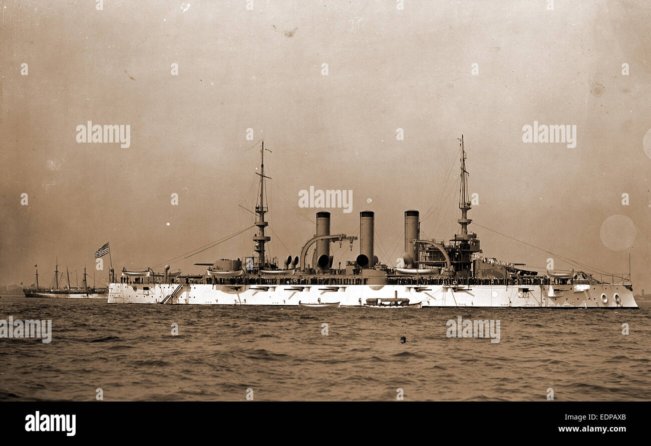 Battleship, probablement américain, cuirassés, American, 1900 Banque D'Images