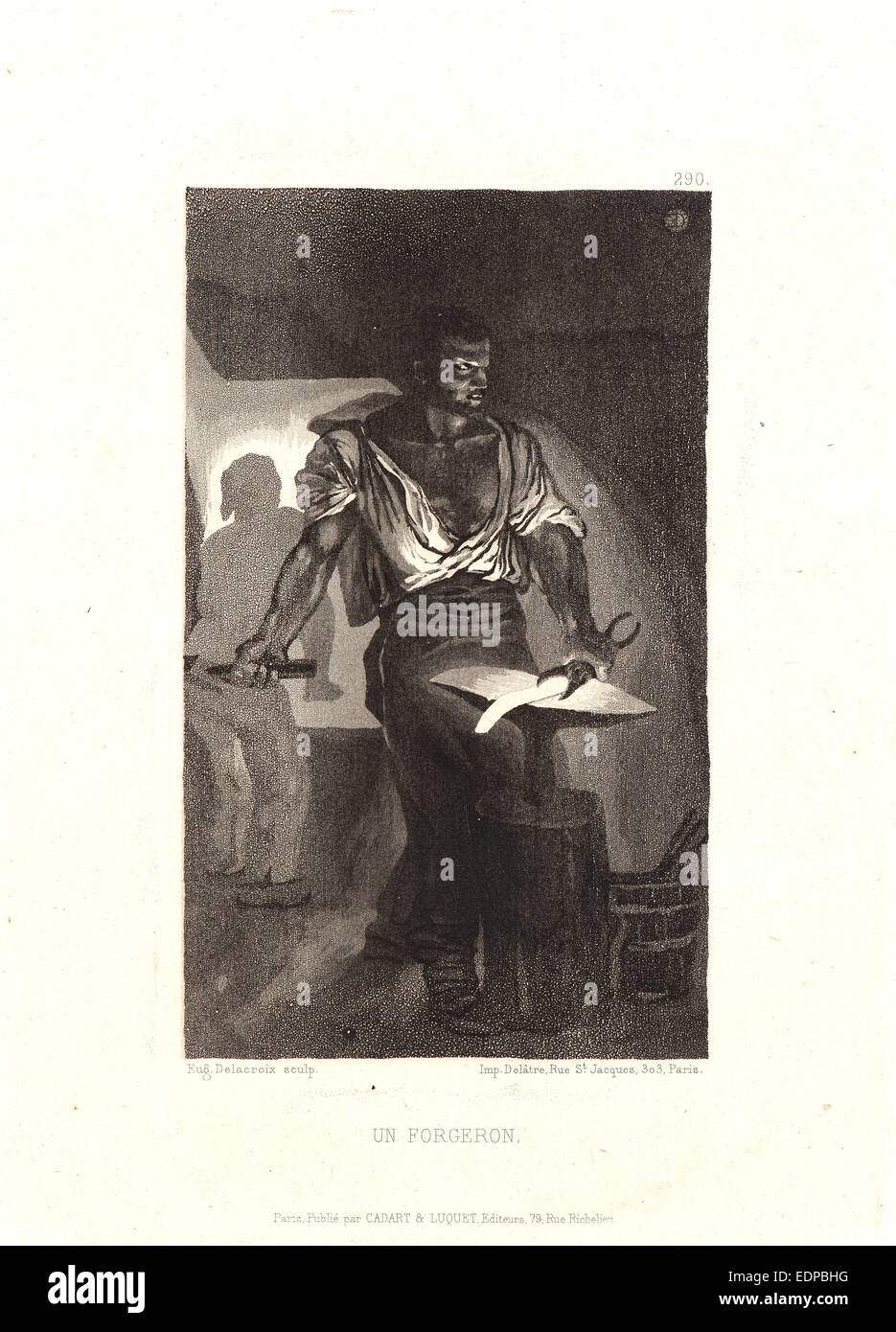 Eugène Delacroix (Français, 1798 - 1863). Un forgeron (Un forgeron). L'aquatinte. Cinquième des six membres Banque D'Images